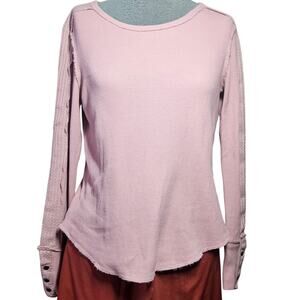 Gibsonlook Henley Waffle Knit Top Size Medium